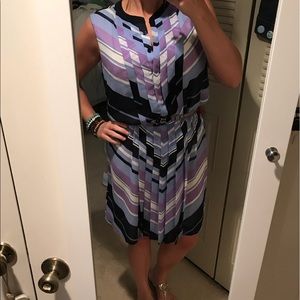 Multi Shades of Purple and Navy Pleated Dress